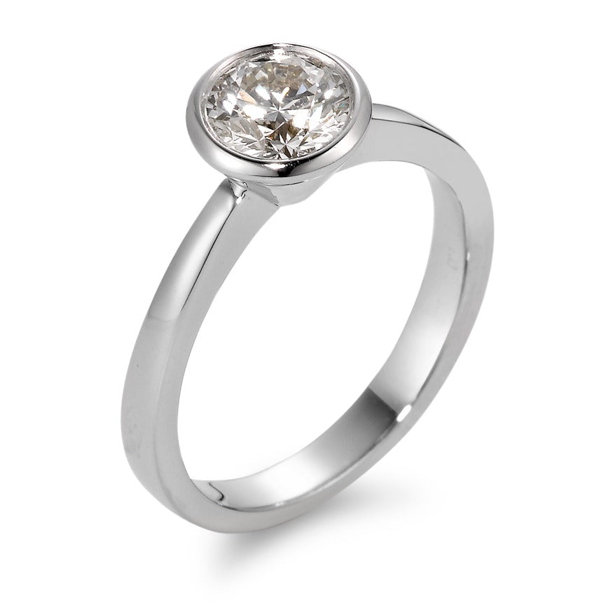 Anello solitario Oro bianco 750/18 carati Diamante bianco, 0.50 ct, [Brillant], si, IGI Ø6.5 mm