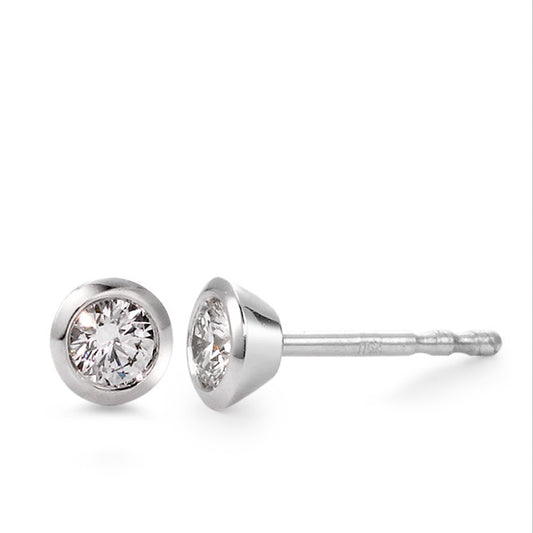 Clous d'oreilles Or blanc 18K Diamant blanc, 0.15 ct, 2 Pierres, brillant, w-si Ø4 mm