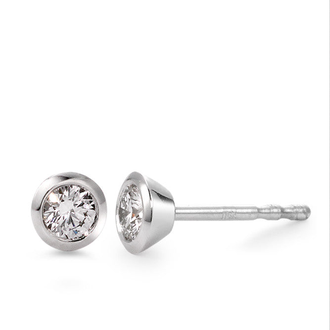 Ohrstecker 750/18 K Weissgold Diamant weiss, 0.20 ct, 2 Steine, Brillantschliff, w-si Ø4.5 mm