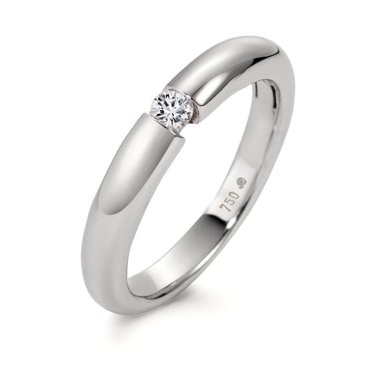 Bague solitaire Or blanc 18K Diamant blanc, 0.10 ct, brillant, w-si