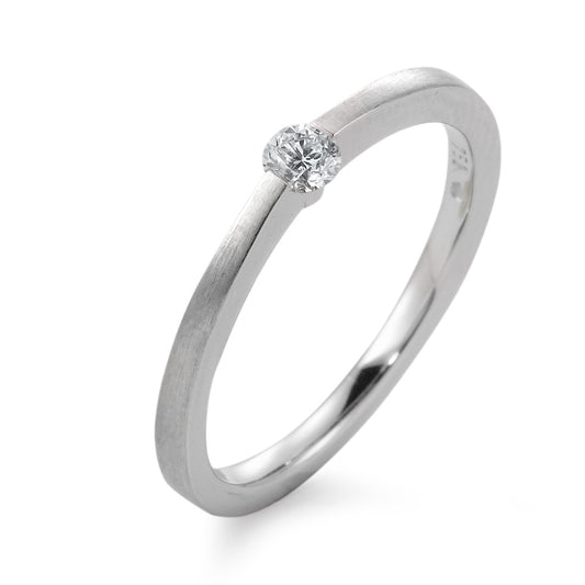 Solitär Ring 750/18 K Weissgold Diamant weiss, 0.10 ct, Brillantschliff, w-si