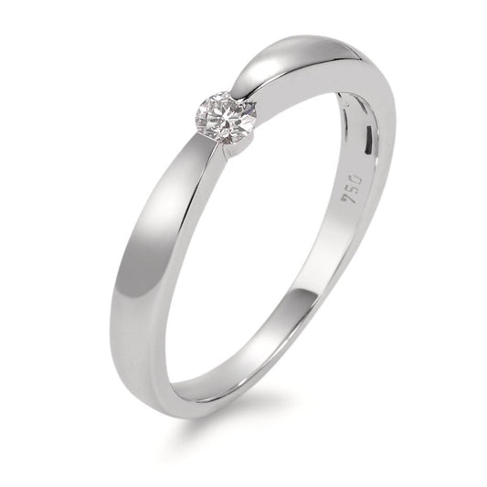 Bague solitaire Or blanc 18K Diamant blanc, 0.10 ct, brillant, w-si