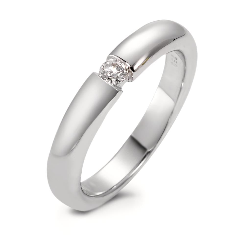 Bague solitaire Or blanc 750/18 ct. Diamant 0.10 ct