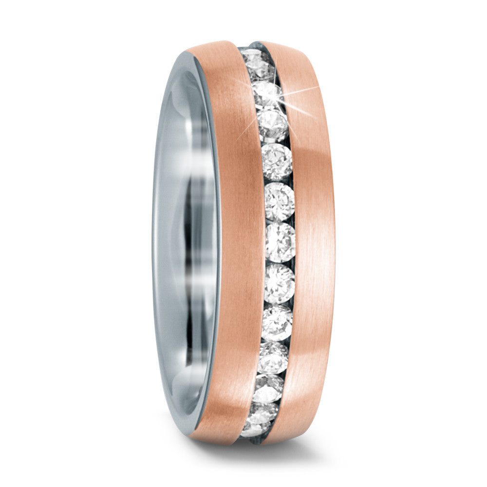 Memory Ring Edelstahl Zirkonia rosé PVD beschichtet