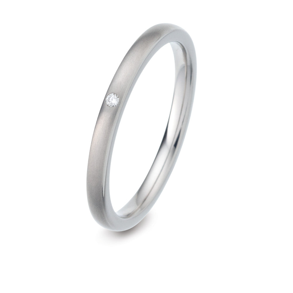 Bague à superposer Titane Diamant 0.01 ct, w-si