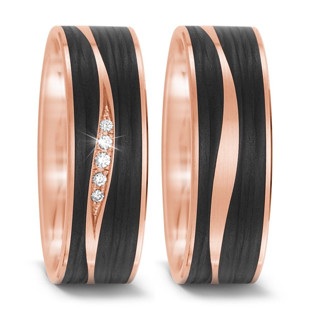 Partnerring 585/14 K Rosegold, Carbon