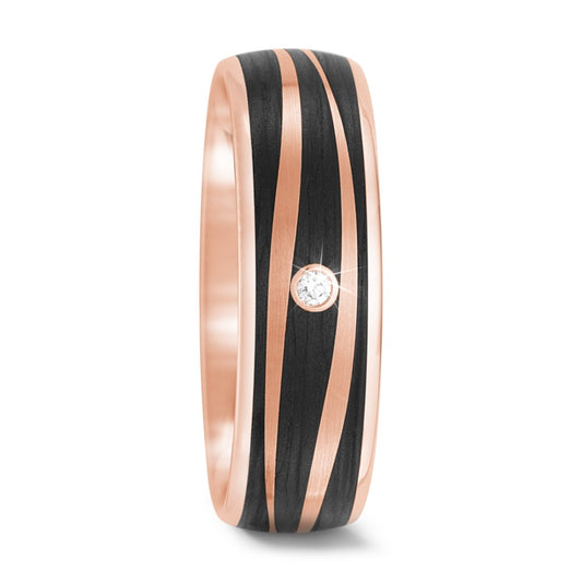 Partnerring 585/14 K Rosegold, Carbon Diamant 0.02 ct, tw-si