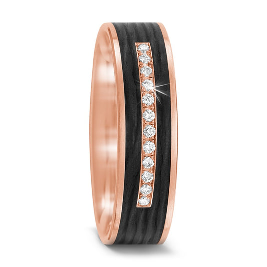 Partnerring 585/14 K Rosegold, Carbon Diamant 0.084 ct, 12 Steine, tw-si