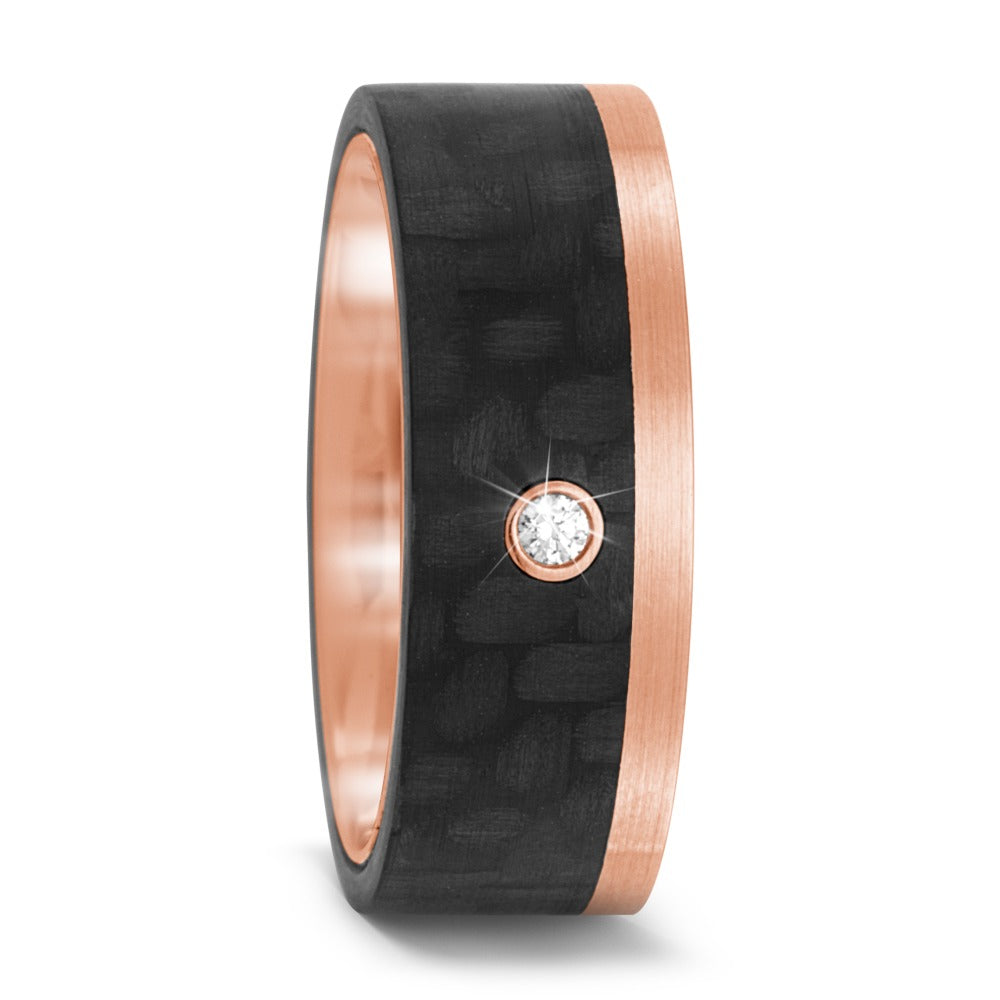 Partnerring 585/14 K Rosegold, Carbon Diamant 0.02 ct, tw-si