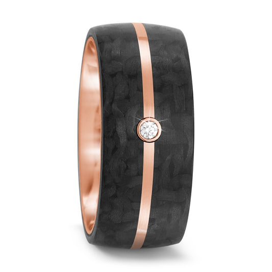 Partnerring 585/14 K Rosegold, Carbon Diamant 0.02 ct, tw-si