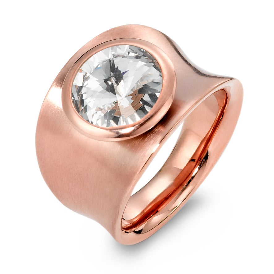 Bague Acier inoxydable Zircone blanc rosé PVD Ø10 mm