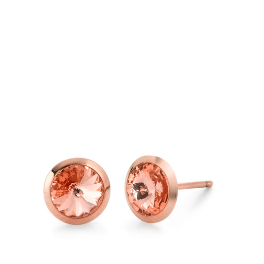 Clous d'oreilles Acier inoxydable Zircone rose, 2 Pierres rosé PVD Ø8 mm