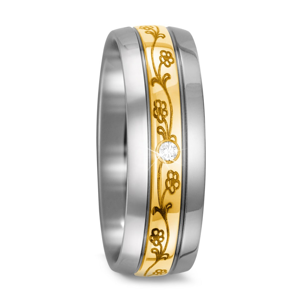 Partnerring Titan, 750/18 K Gelbgold Diamant 0.03 ct, w-si