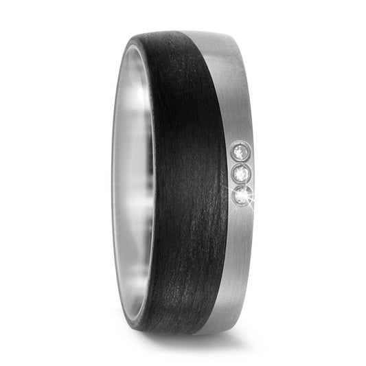 Partnerring Titan, Carbon Diamant 0.03 ct, 3 Steine, w-si