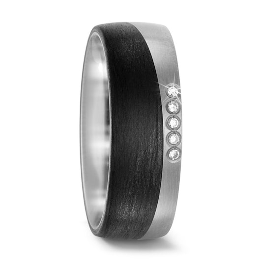 Partnerring Titan, Carbon Diamant 0.05 ct, 5 Steine, w-si