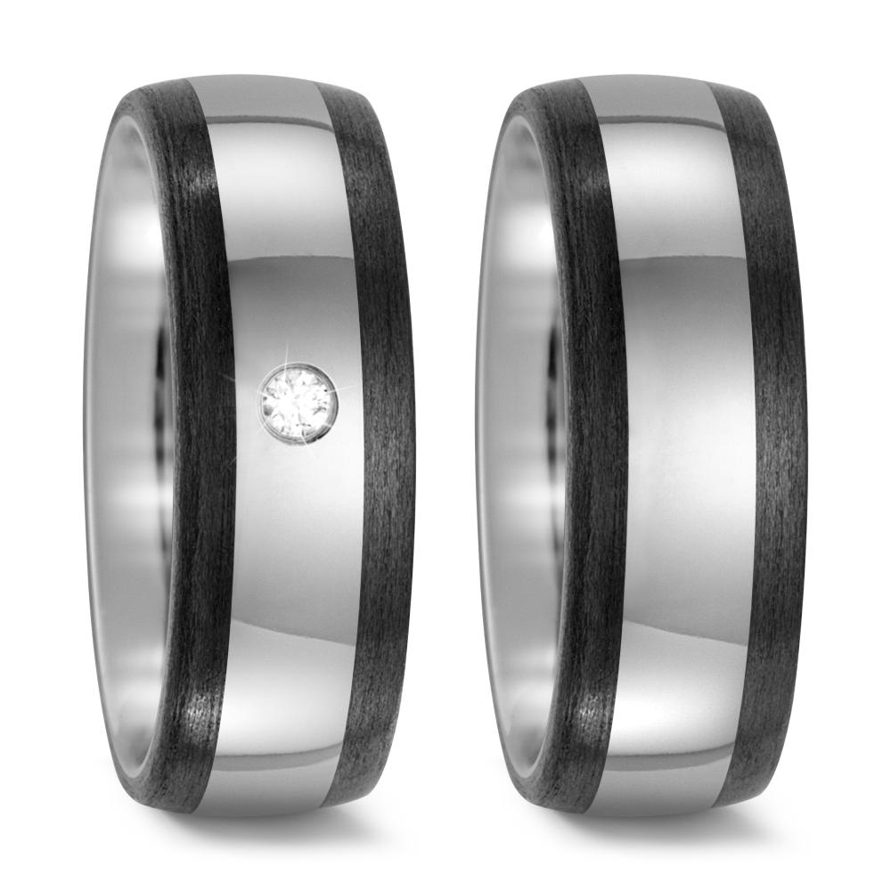 Partnerring Titan, Carbon Diamant 0.03 ct, w-si