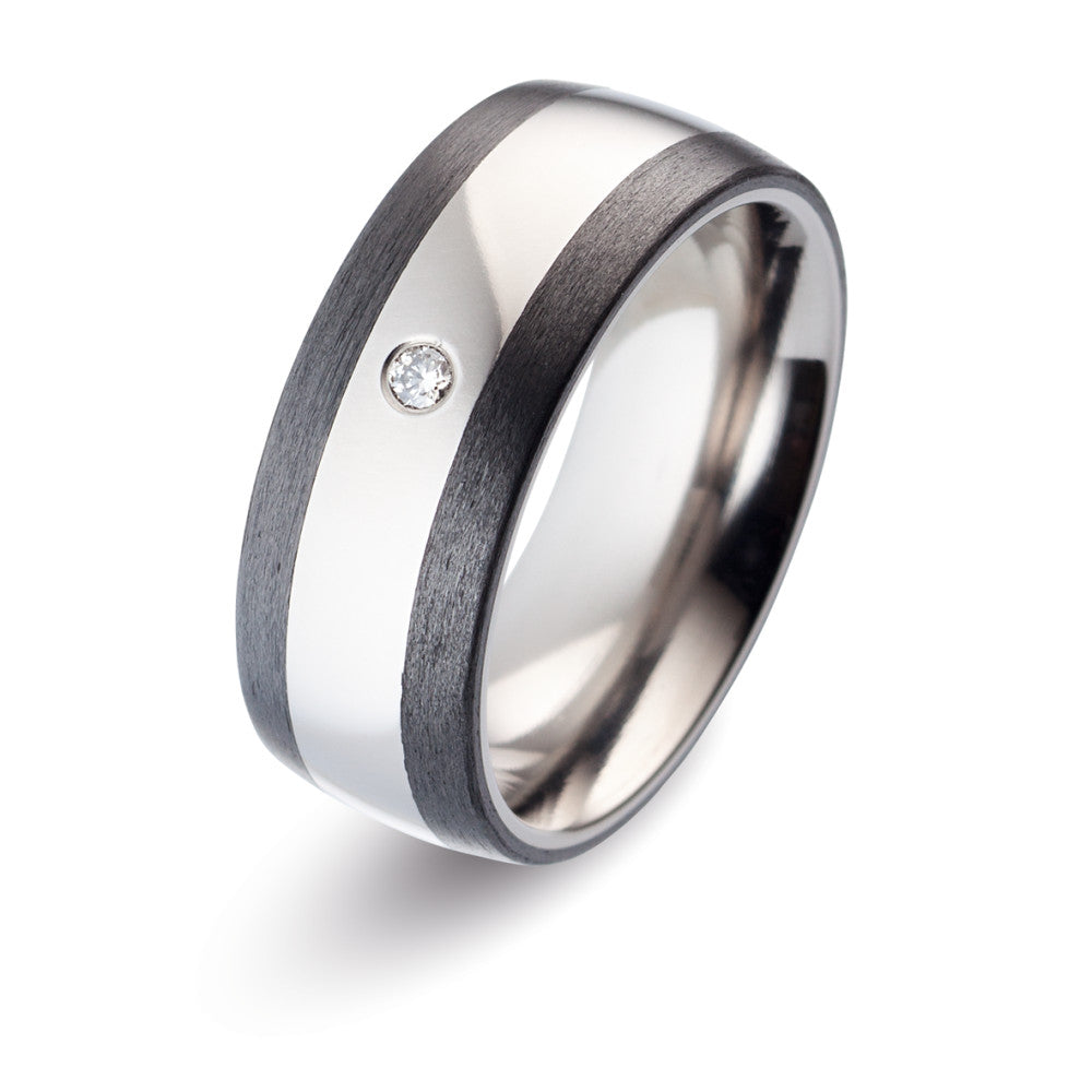 Partnerring Titan, Carbon Diamant 0.03 ct, w-si