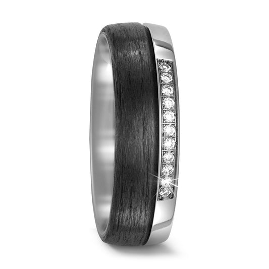 Partnerring Titan, Carbon Diamant 0.11 ct, 11 Steine, w-si