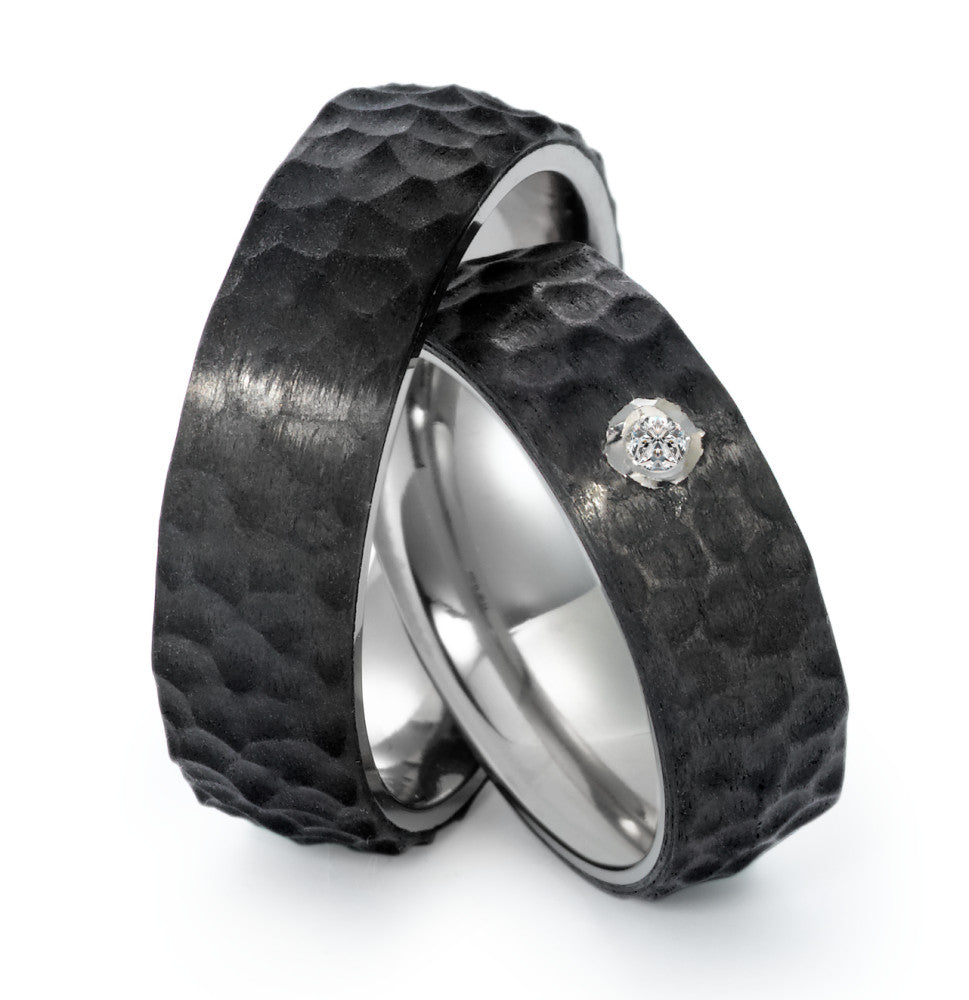 Partnerring Titan, Carbon Diamant 0.03 ct, w-si