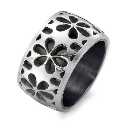 Bague Acier inoxydable PVD Fleur