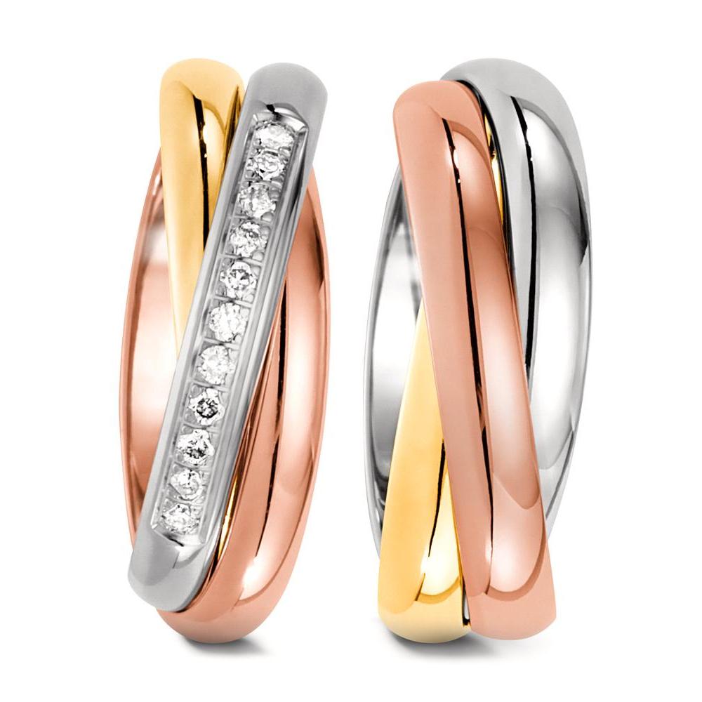 Alliance Or jaune 18K, Or rouge 18K, Or blanc 18K Diamant 0.11 ct, 11 Pierres, w-si