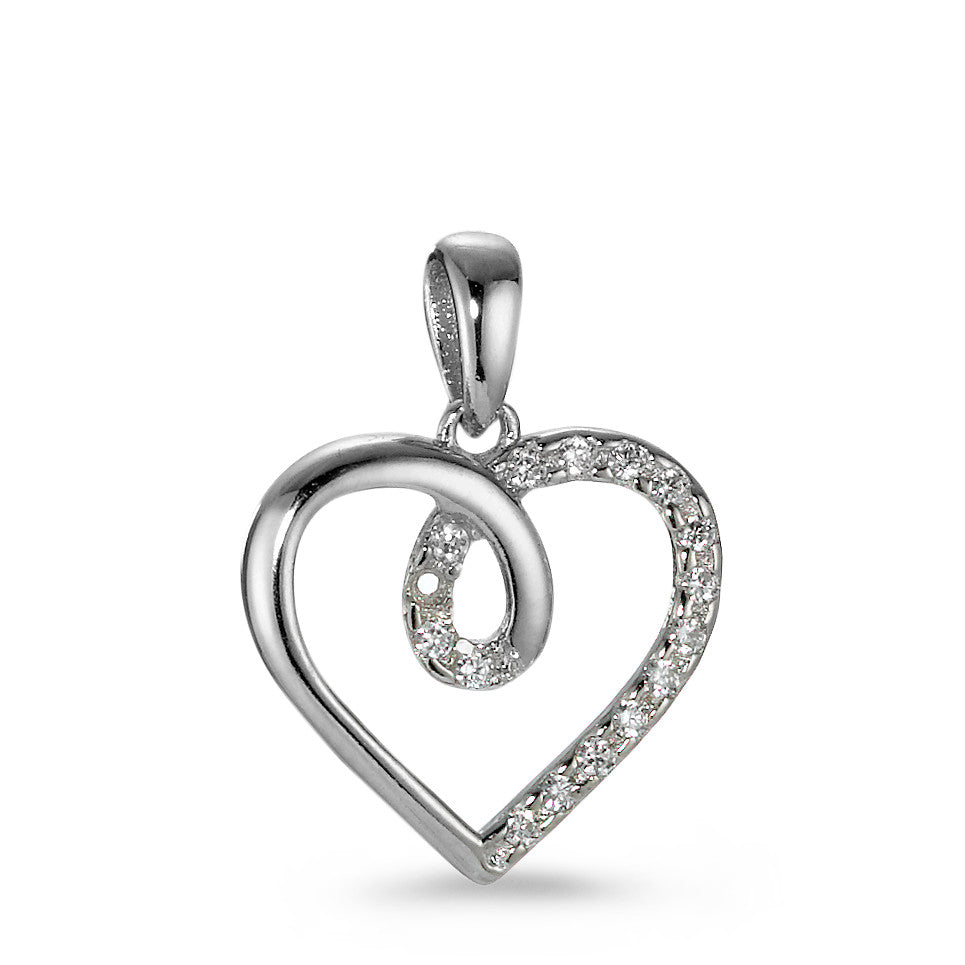 Pendentif Argent Zircone 16 Pierres Rhodié Coeur