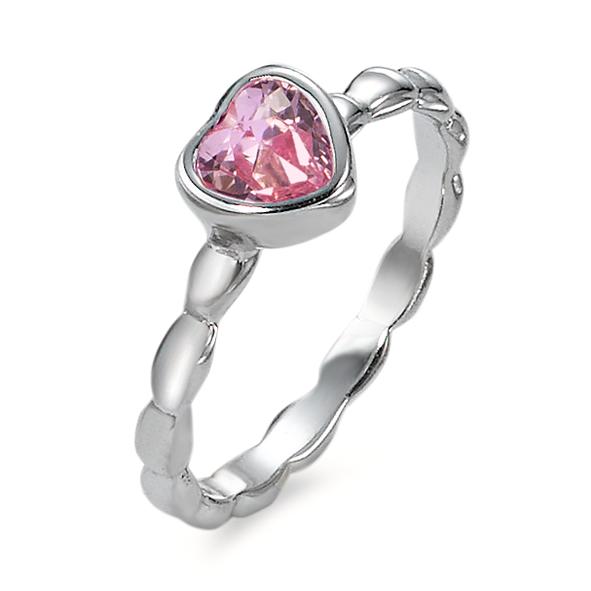 Anello Argento [synth. Rubin] rosa rodiato Cuore