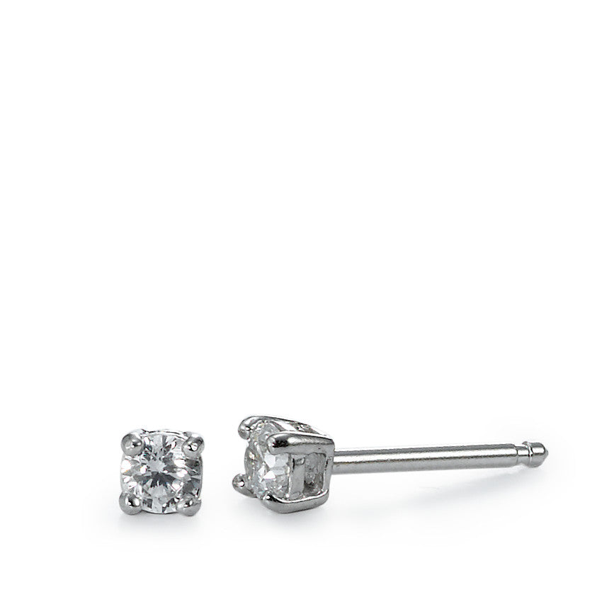 Clous d'oreilles Argent Zircone 2 Pierres Rhodié Ø3 mm