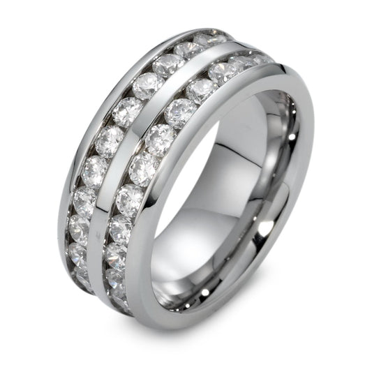 Memory Ring Edelstahl Zirkonia weiss