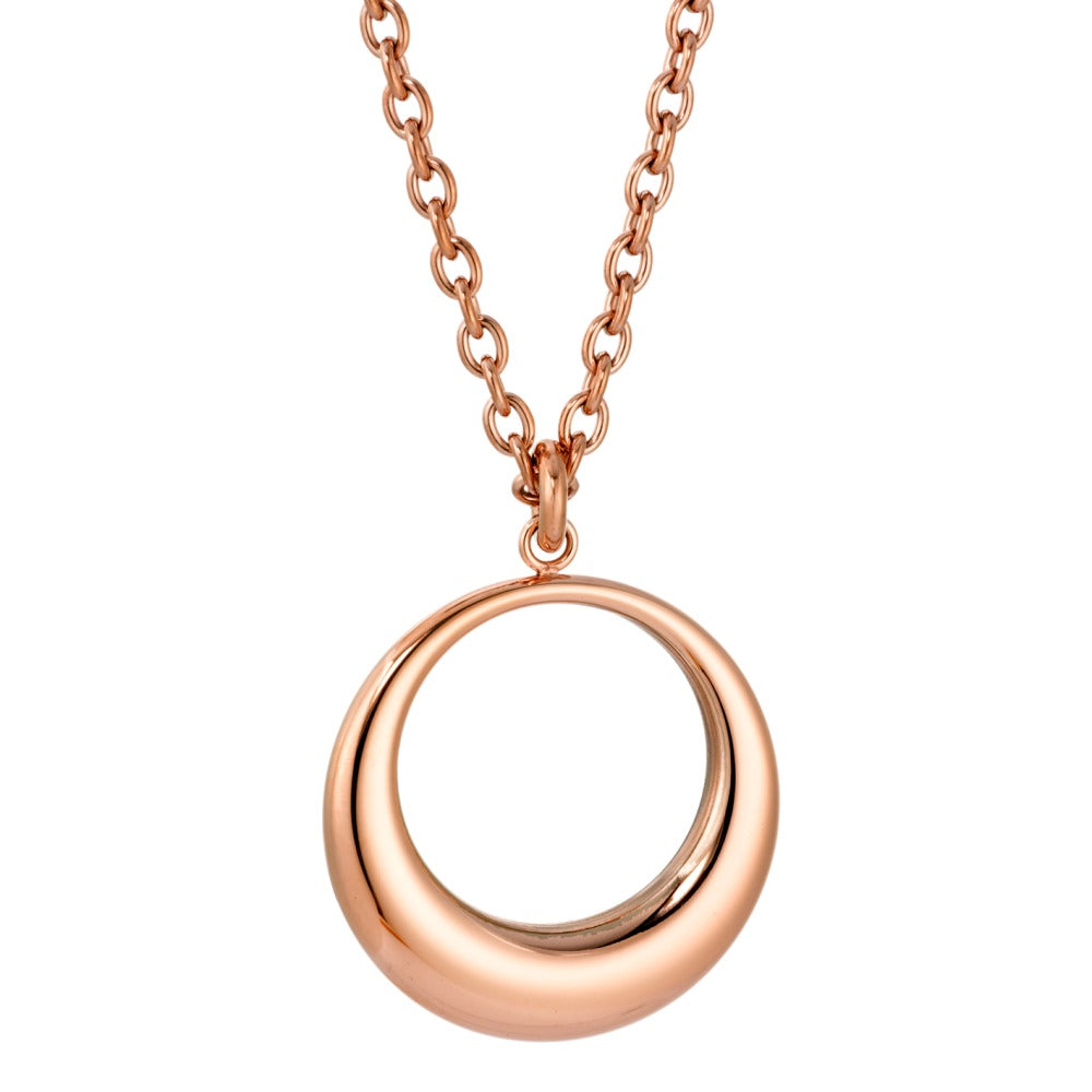 Chaînette avec pendentif Acier inoxydable rosé PVD 60 cm Ø34 mm