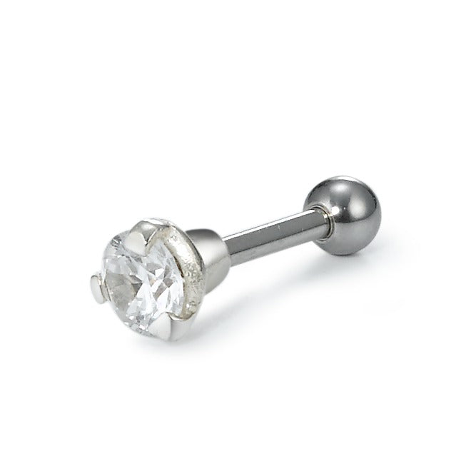 Piercing Acier inoxydable, Métal Cristal blanc Argenté Ø4.5 mm