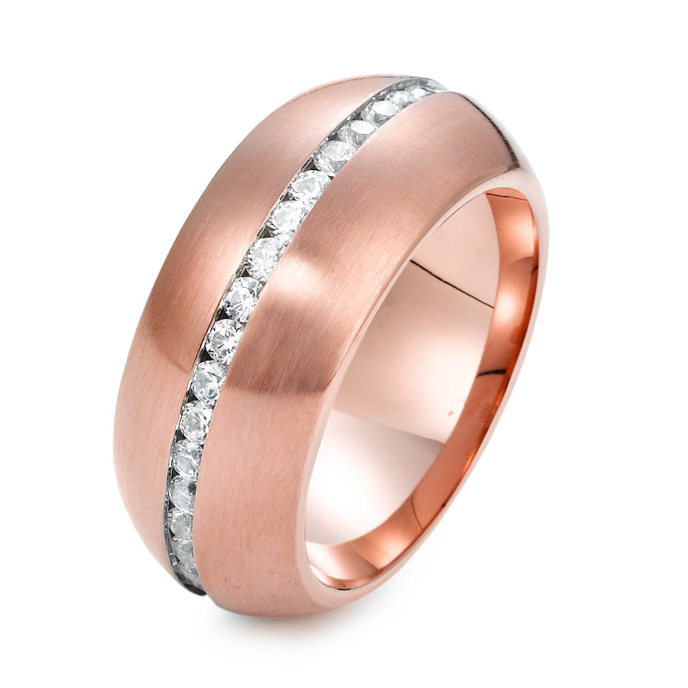 Bague Acier inoxydable Zircone rosé PVD