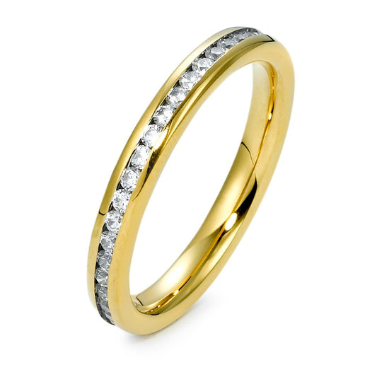 Bague d'éternité Acier inoxydable Zircone jaune PVD