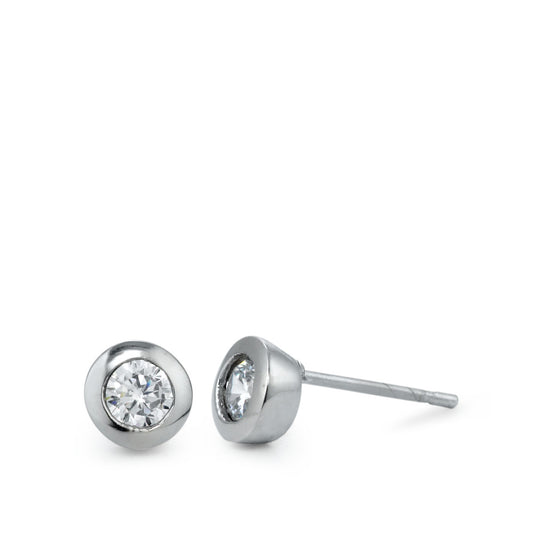 Clous d'oreilles Acier inoxydable Zircone 2 Pierres Ø6 mm