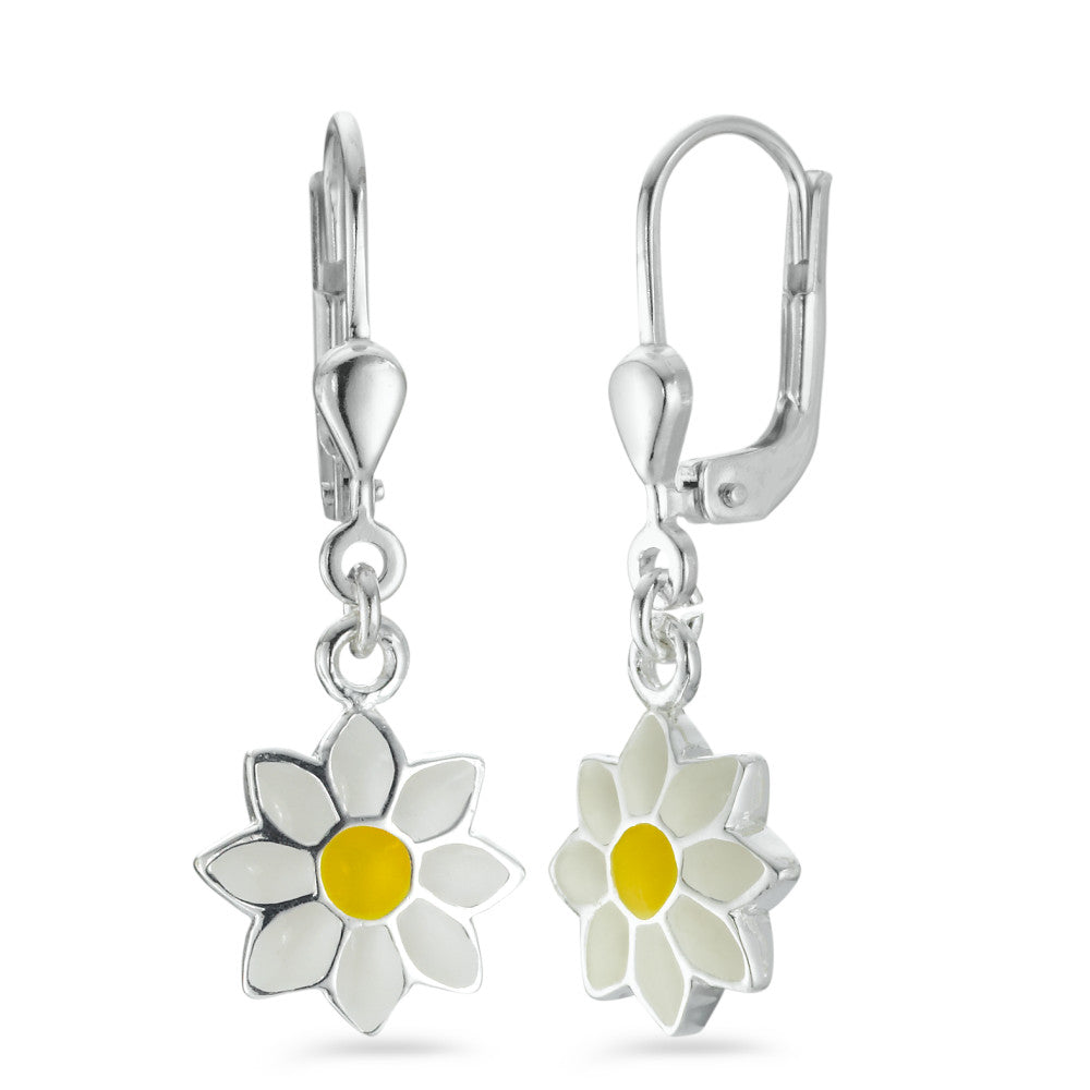 Pendant d'oreilles Argent Laqué Fleur