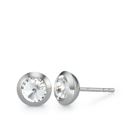 Clous d'oreilles Acier inoxydable Zircone 2 Pierres Ø7.5 mm