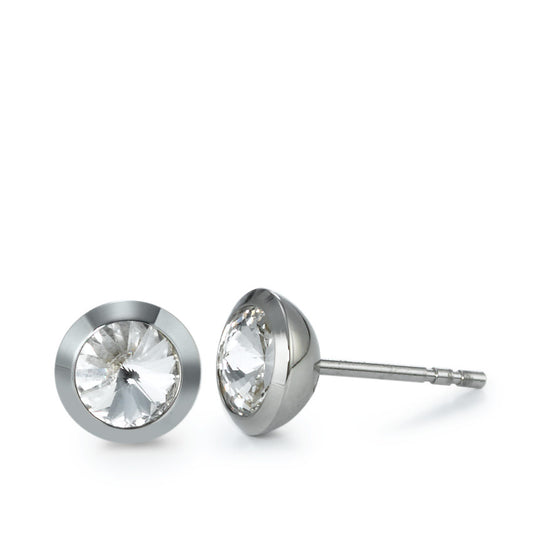 Clous d'oreilles Acier inoxydable Zircone 2 Pierres Ø8.5 mm