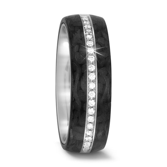 Partnerring 950 Palladium, Carbon Diamant 0.14 ct, 28 Steine, w-si