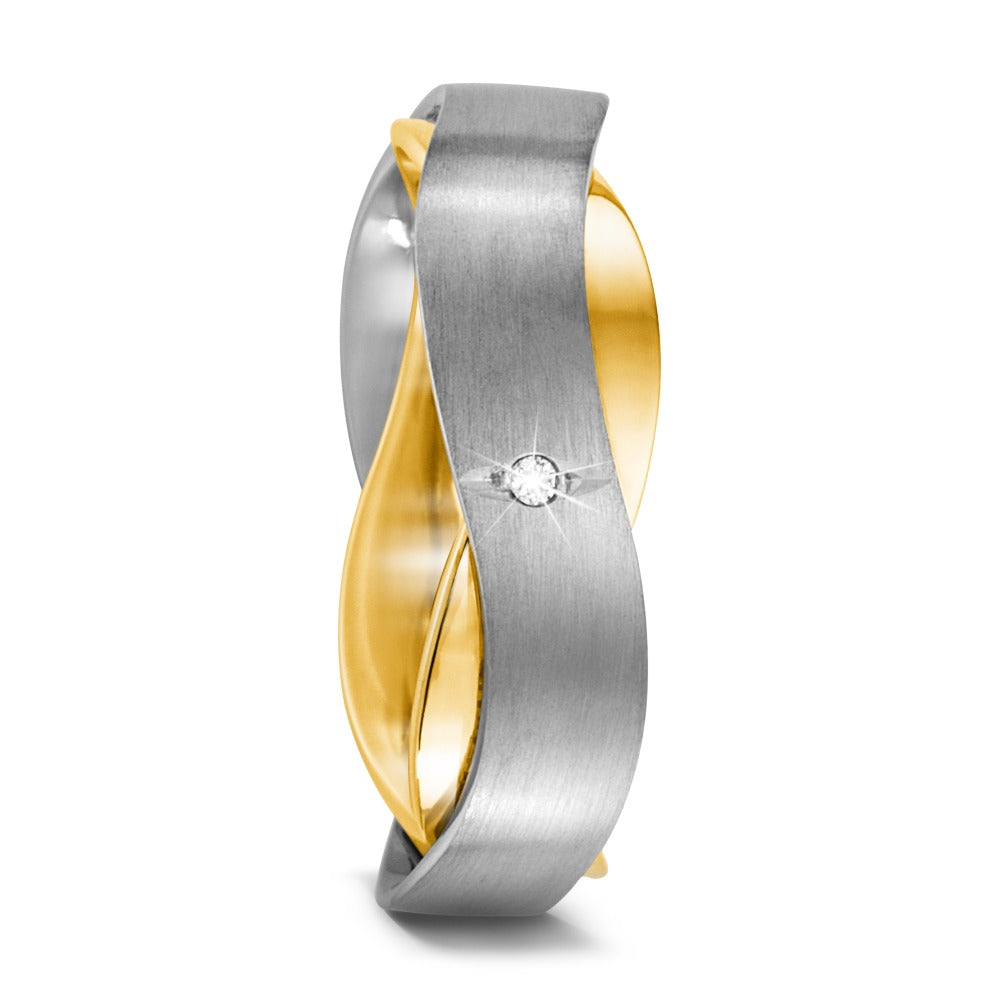 Alliance Or blanc 18K, Or jaune 18K Diamant 0.01 ct, w-si