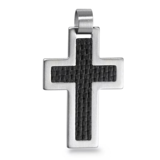 Anhänger Edelstahl, Carbon Kreuz