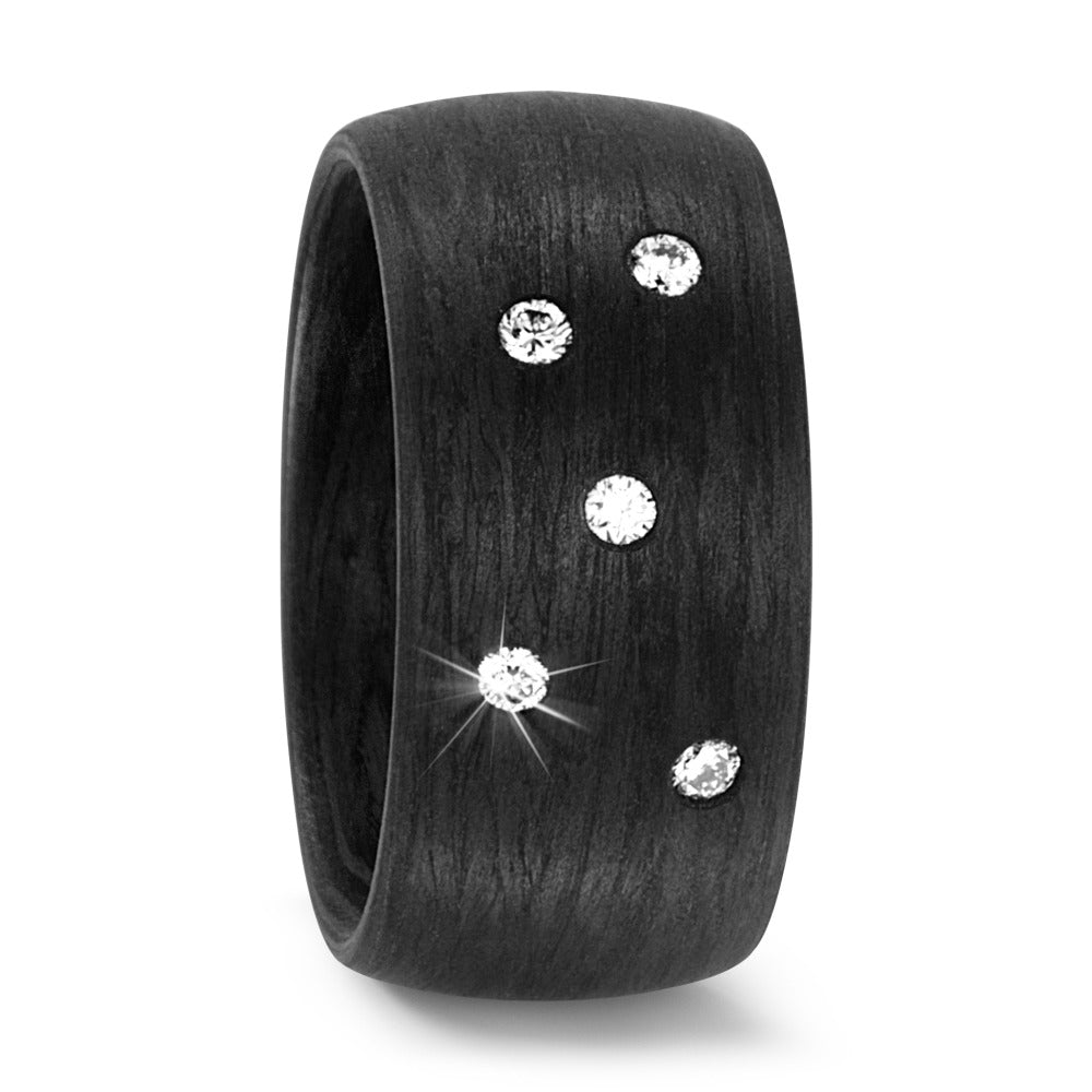 Bague Carbone Diamant 0.10 ct, 5 Pierres, w-si