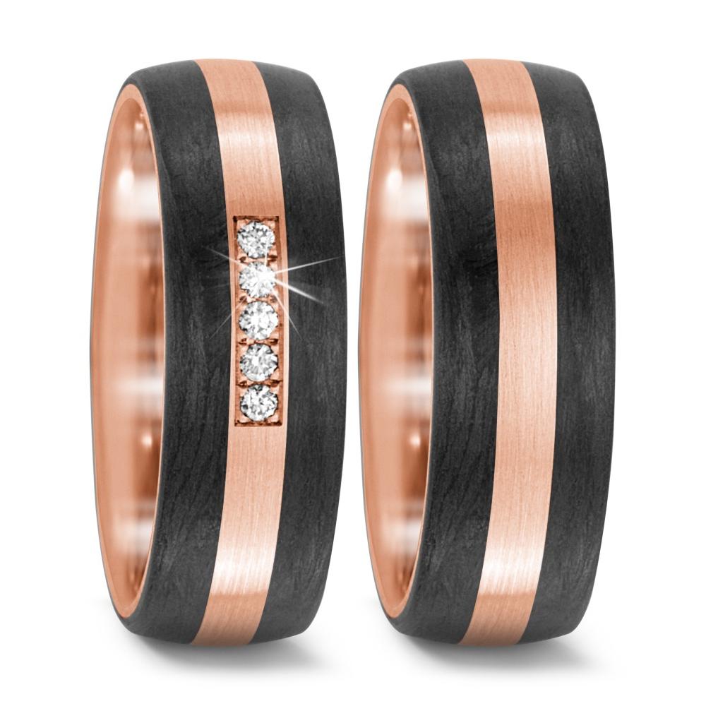 Partnerring 750/18 K Rosegold, Carbon