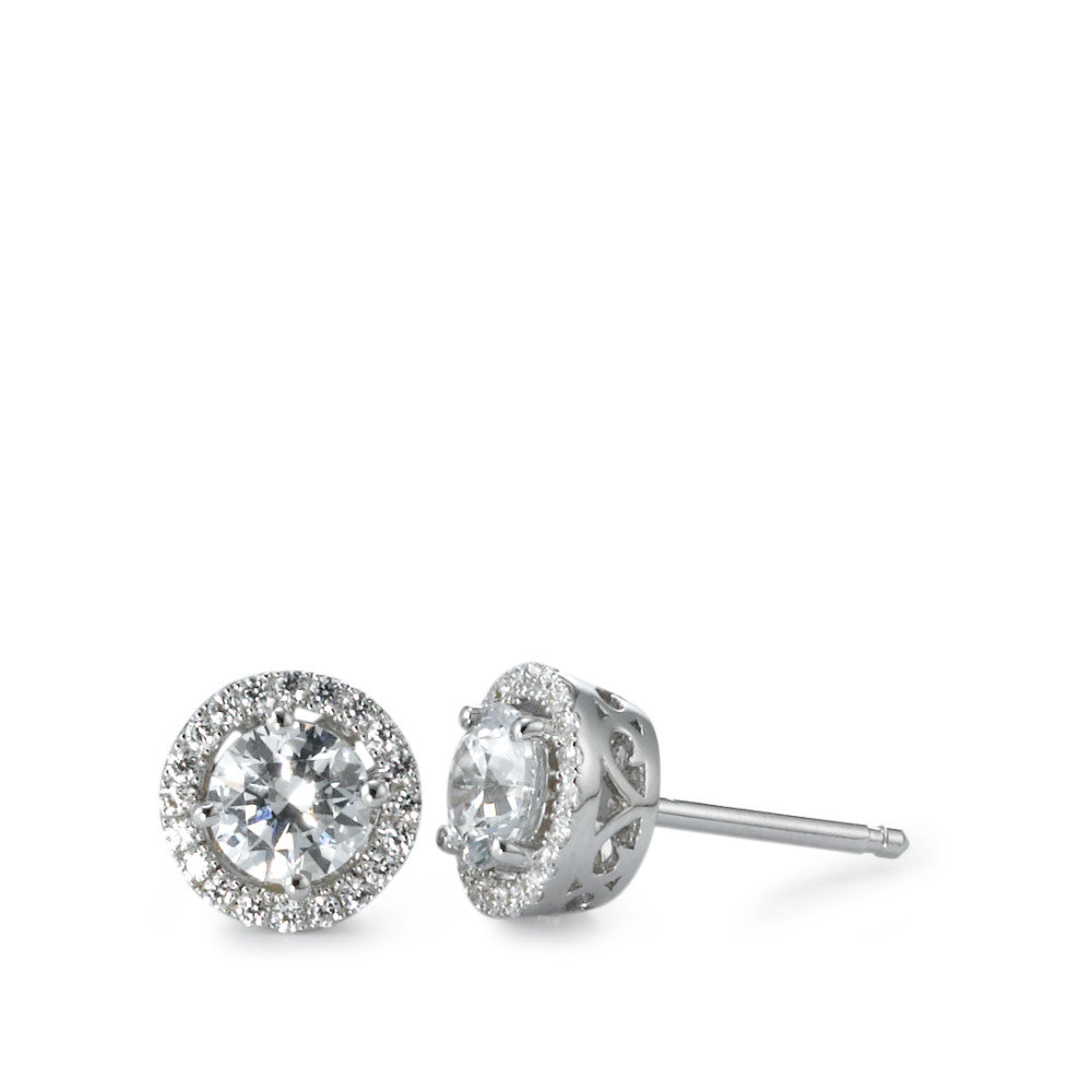 Clous d'oreilles Argent Zircone Rhodié Ø8 mm