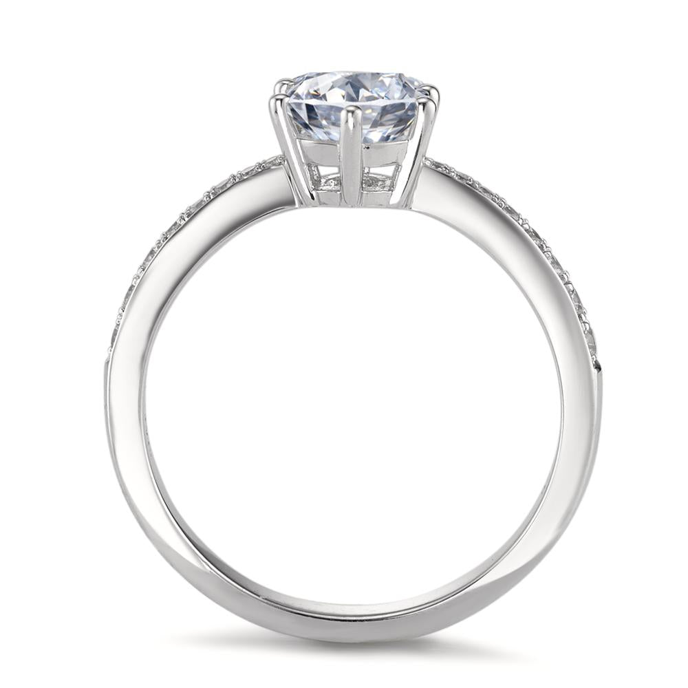 Bague solitaire Argent Zircone Rhodié Ø6.5 mm