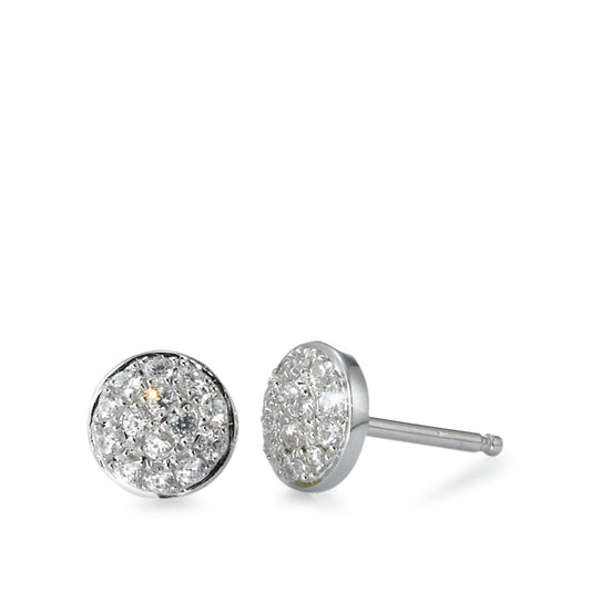 Clous d'oreilles Argent Zircone Rhodié Ø6 mm