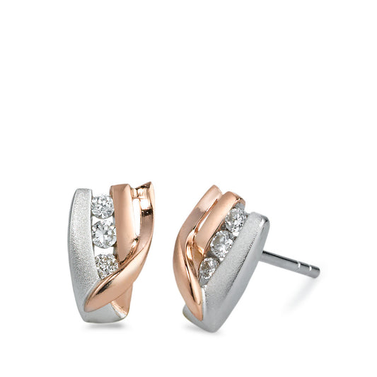 Clous d'oreilles Argent Zircone 6 Pierres rosé Plaqué or