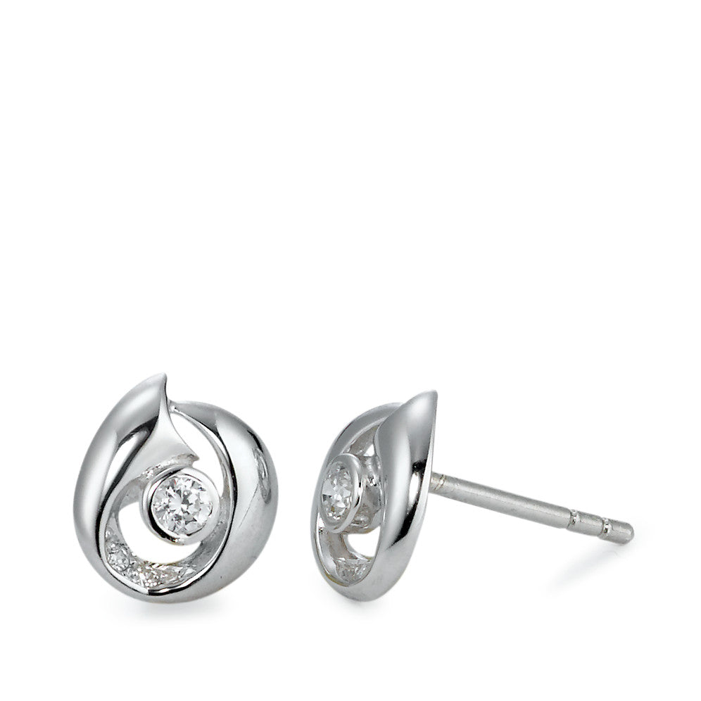 Clous d'oreilles Argent Zircone 6 Pierres Rhodié Ø8 mm