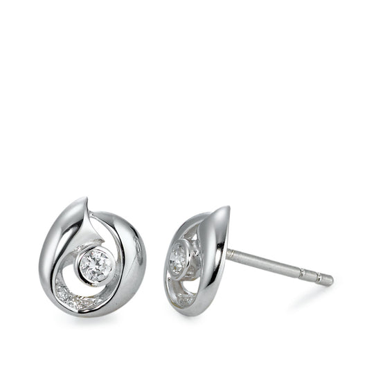 Clous d'oreilles Argent Zircone 6 Pierres Rhodié Ø8 mm