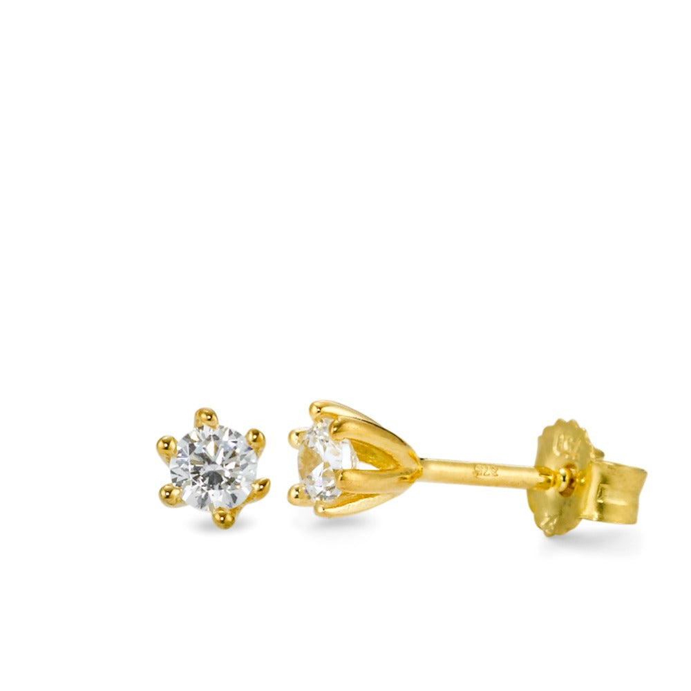 Orecchini a bottone Oro giallo 375/9K Zirconia 2 pietra Ø4 mm