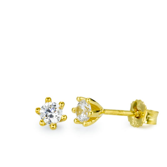 Clous d'oreilles Or jaune 9K Zircone 2 Pierres Ø5 mm